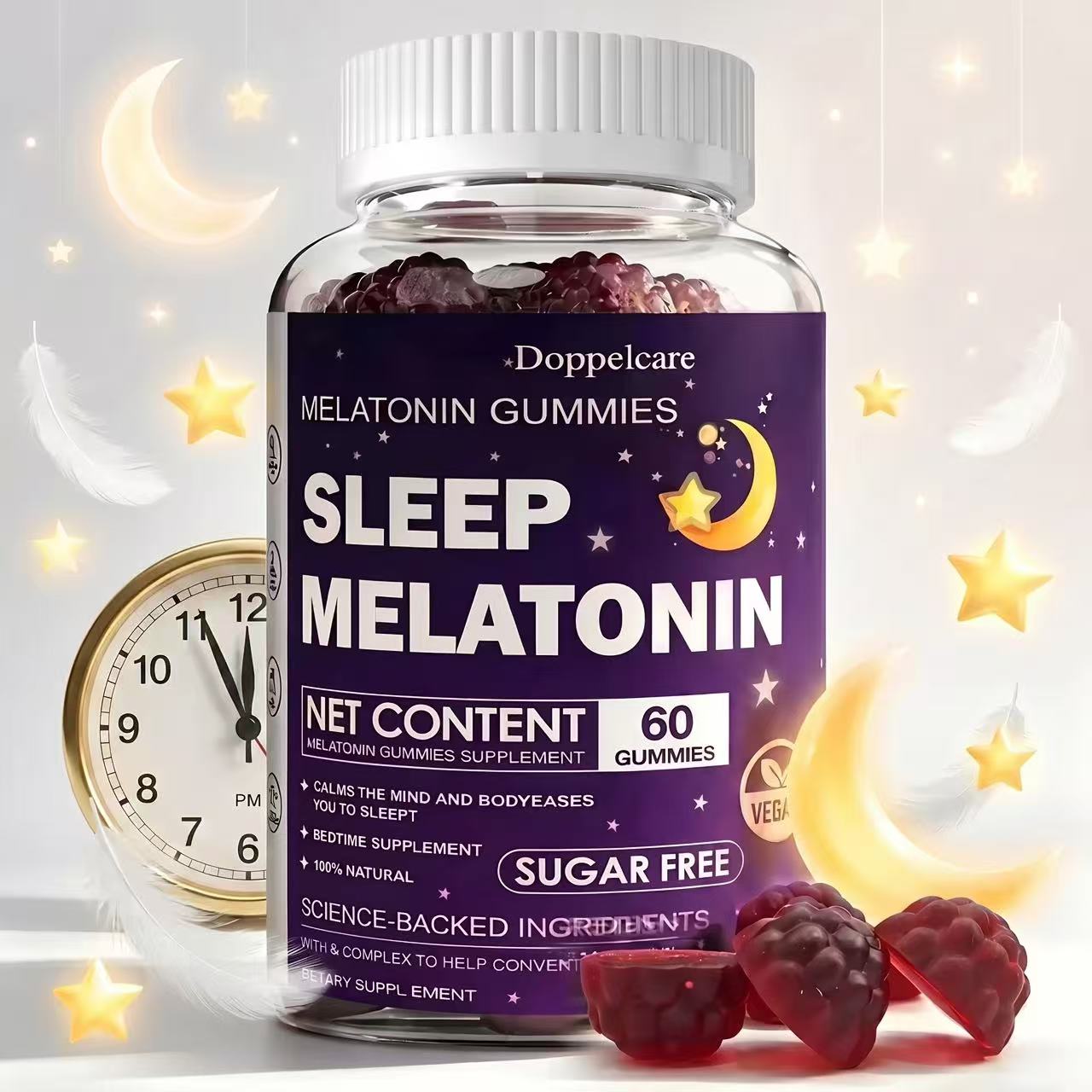 Melatonin Sleep Gummy - 무설탕 비건 수면 멜라토닌 구미, 밤에