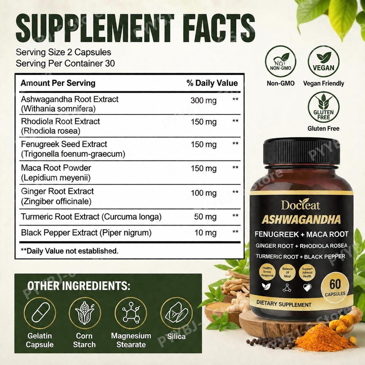 닥터티트 아슈와간다, 페누그릭, 마카 뿌리 캡슐 (로디 - Ashwagandha Extract Root 리뷰 및 가격