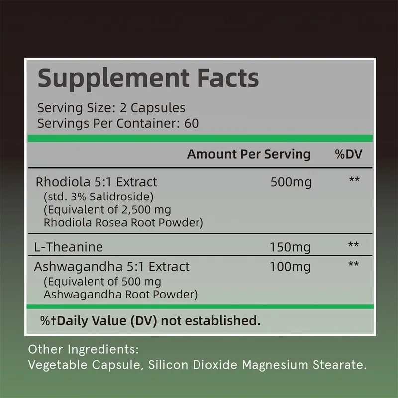 로디올라 로제아 맥스 보충제 - 120 캡슐 - 스트레 - Ashwagandha Extract Root 리뷰 및 가격